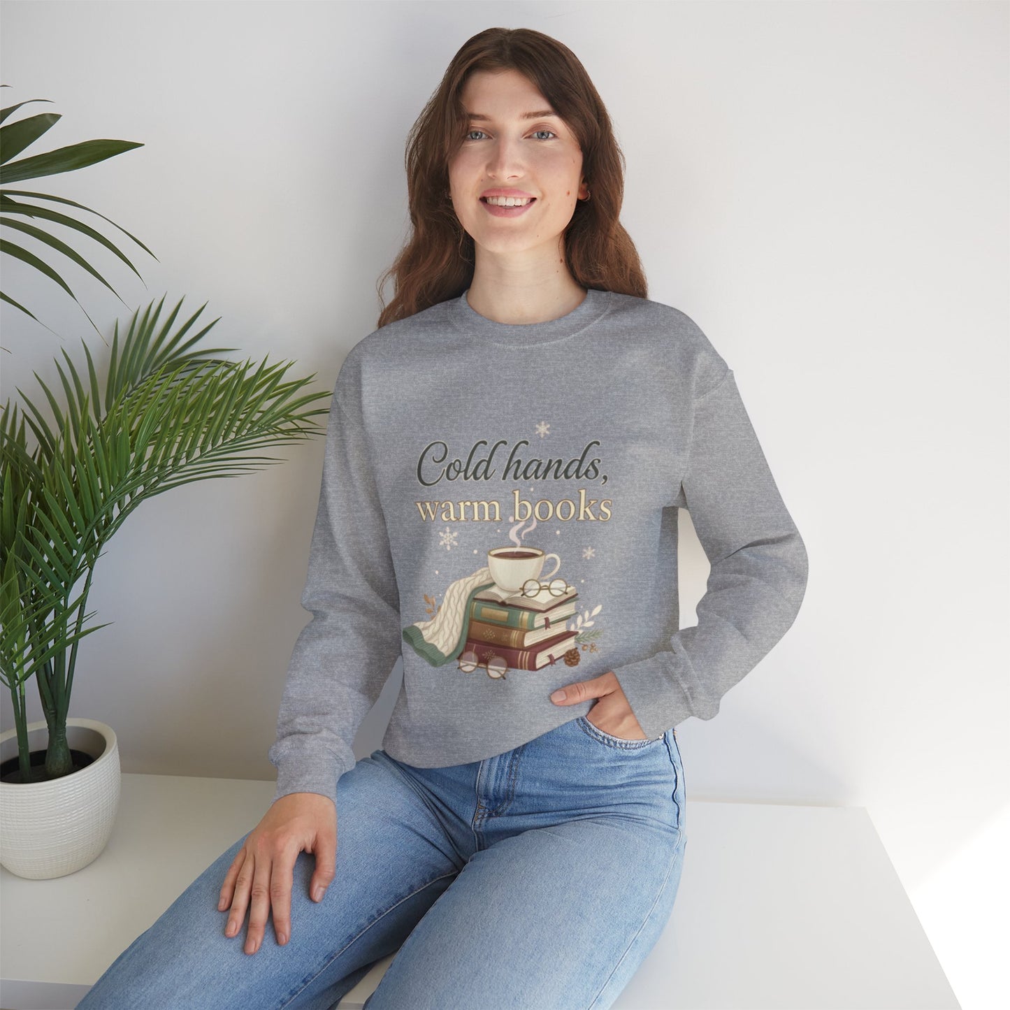 Cold Hands, Warm Books Unisex Crewneck Sweatshirt