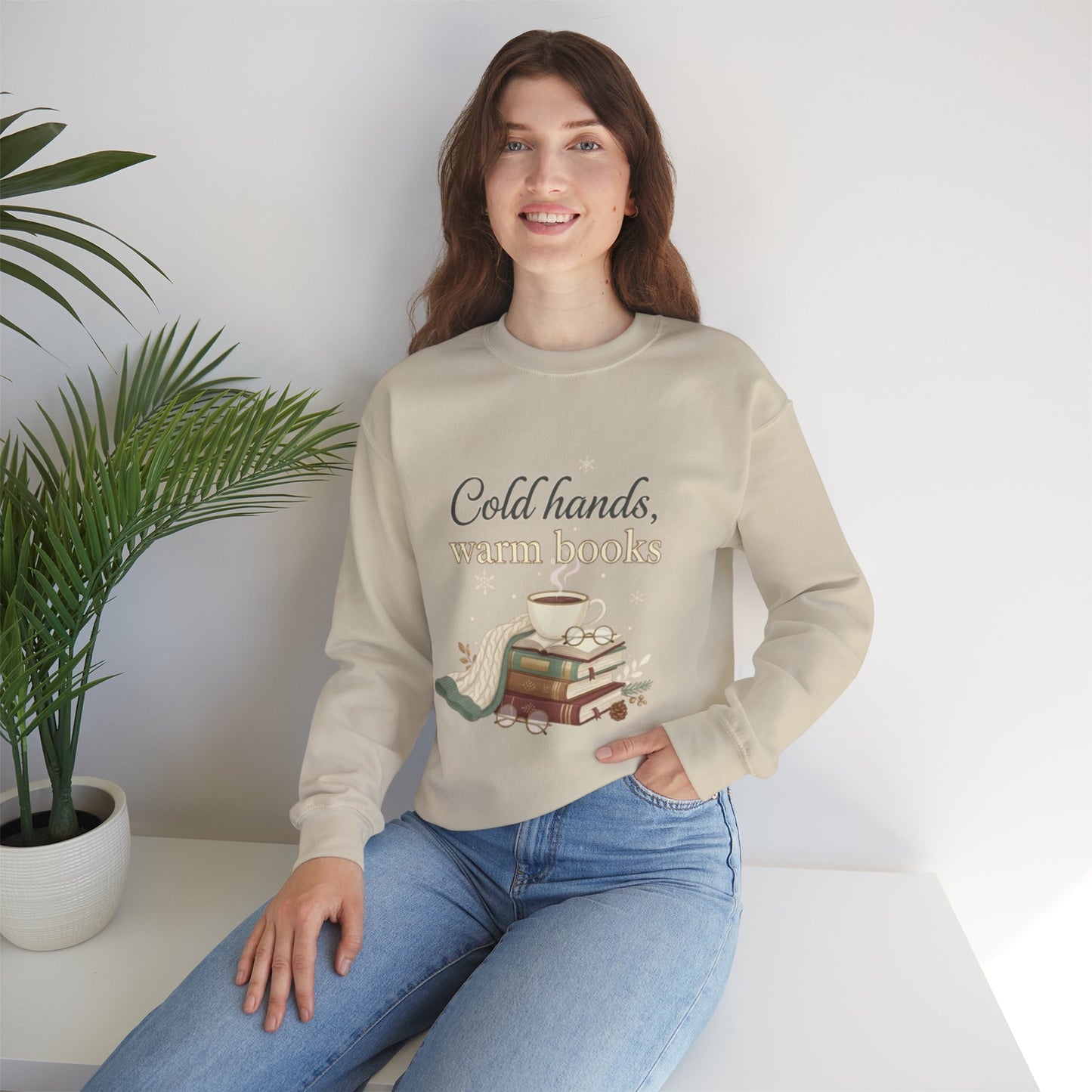 Cold Hands, Warm Books Unisex Crewneck Sweatshirt