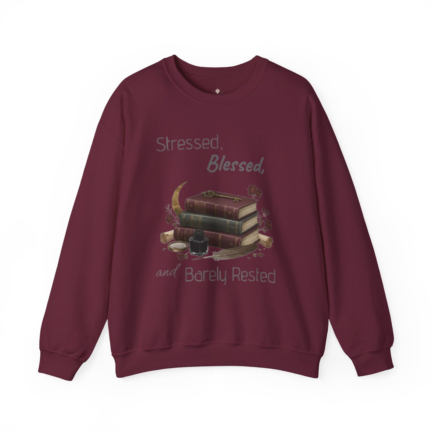 Stressed, Blessed, and Barely Rested Unisex Crewneck Sweatshirt