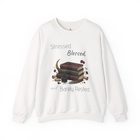 Stressed, Blessed, and Barely Rested Unisex Crewneck Sweatshirt