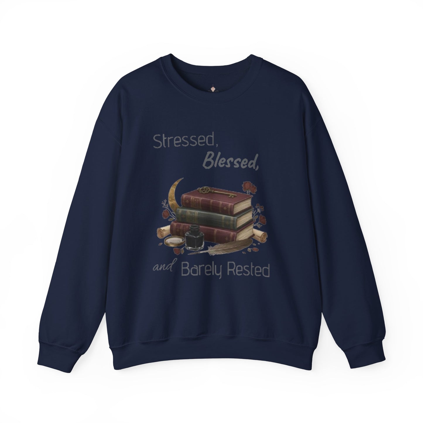 Stressed, Blessed, and Barely Rested Unisex Crewneck Sweatshirt