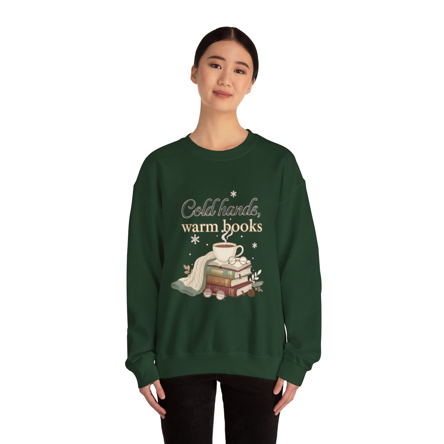Cold Hands, Warm Books Unisex Crewneck Sweatshirt