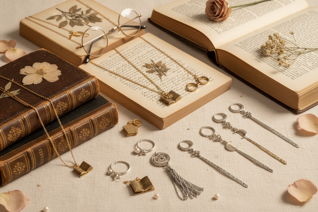 Give me an image that I can use for a bookishjewelry store